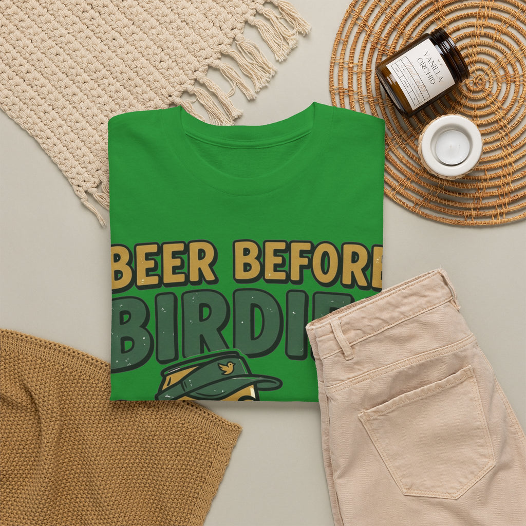 Unisex Heavy Cotton Tee, Beer Before Birdies Shirt, Funny Golfing T-Shirt, Beer Lover Gift for Golfers