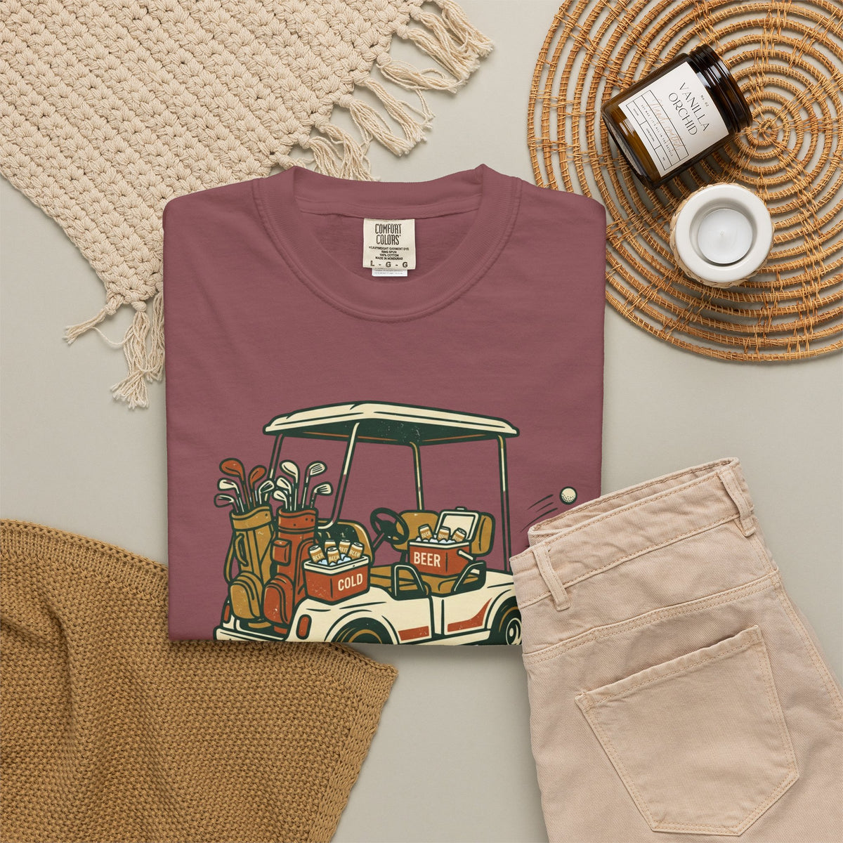 Unisex Garment-Dyed T-shirt, Funny Golf Cart Beer Shirt, My Own Cart My Own Beer, Golfer Gift T-Shirt