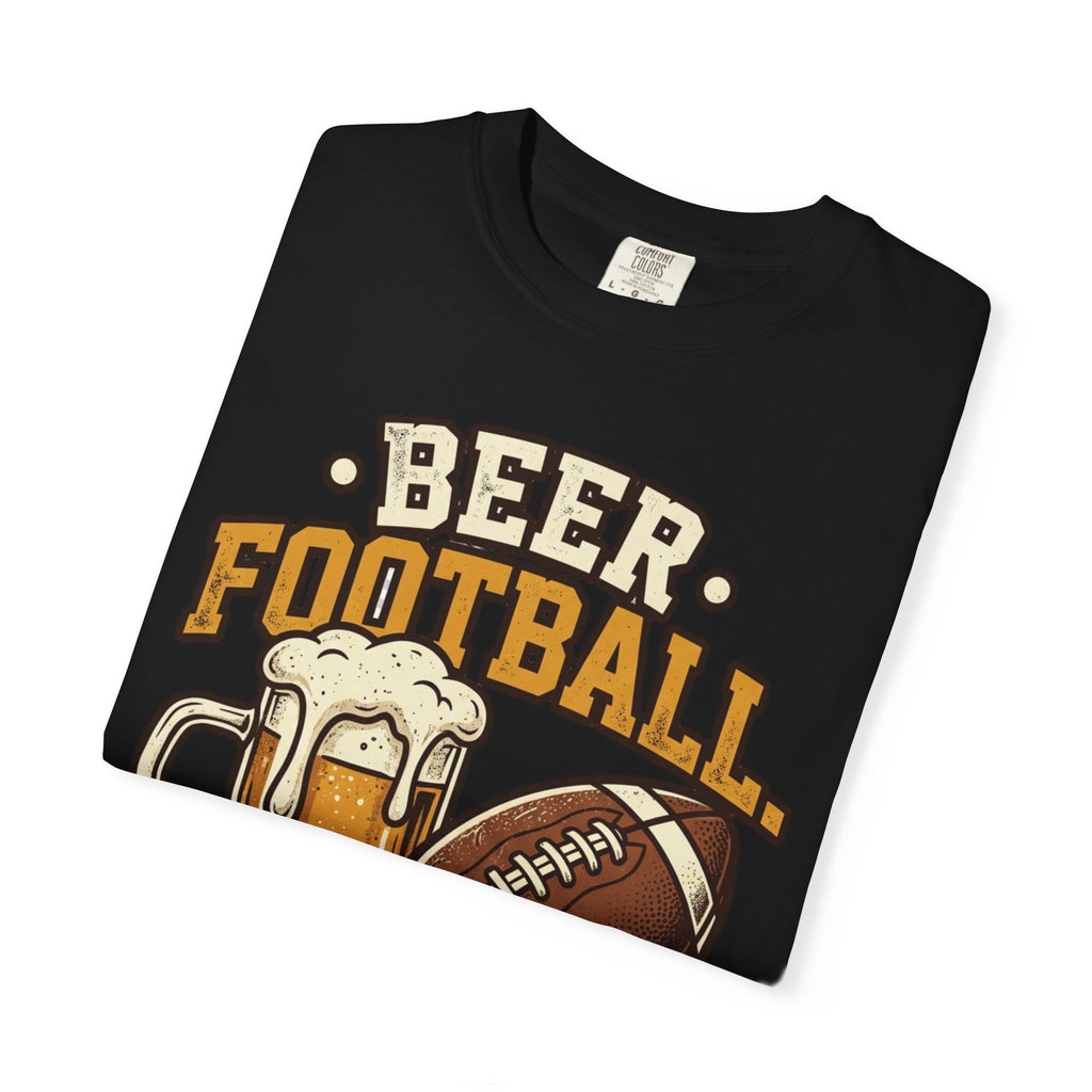 Unisex Garment-Dyed T-shirt,Beer Football Good Times Shirt, Funny Football Beer Tee, Game Day Drinking Shirt, Vintage Tailgate Shirt, Football Fan Gift