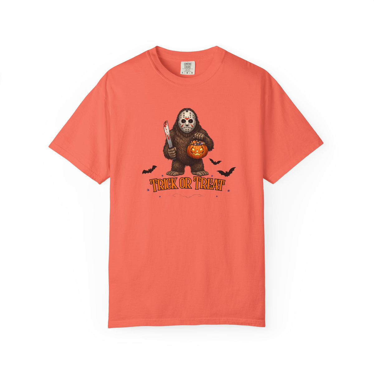 Unisex Garment-Dyed T-shirt, big foot wearing Jason mask