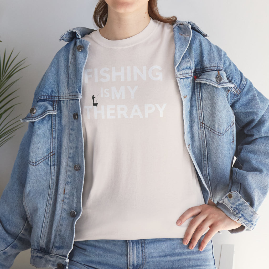 Unisex Heavy Cotton Tee, fishing is my  therapy