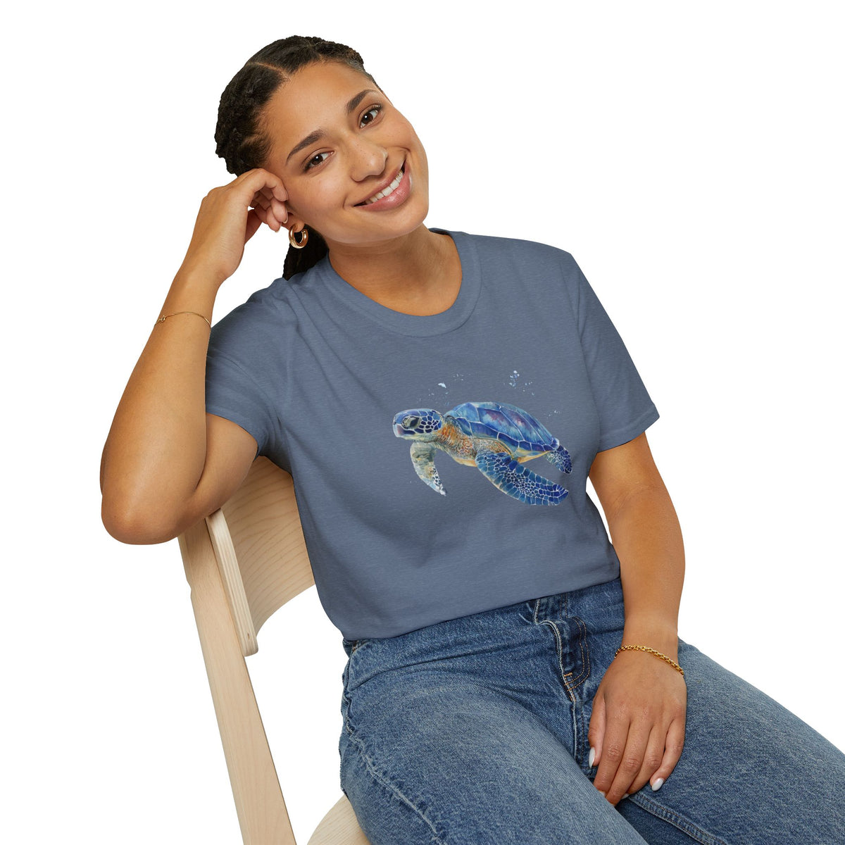 Unisex Softstyle ,T-Shirt Water Color Sea Turtle