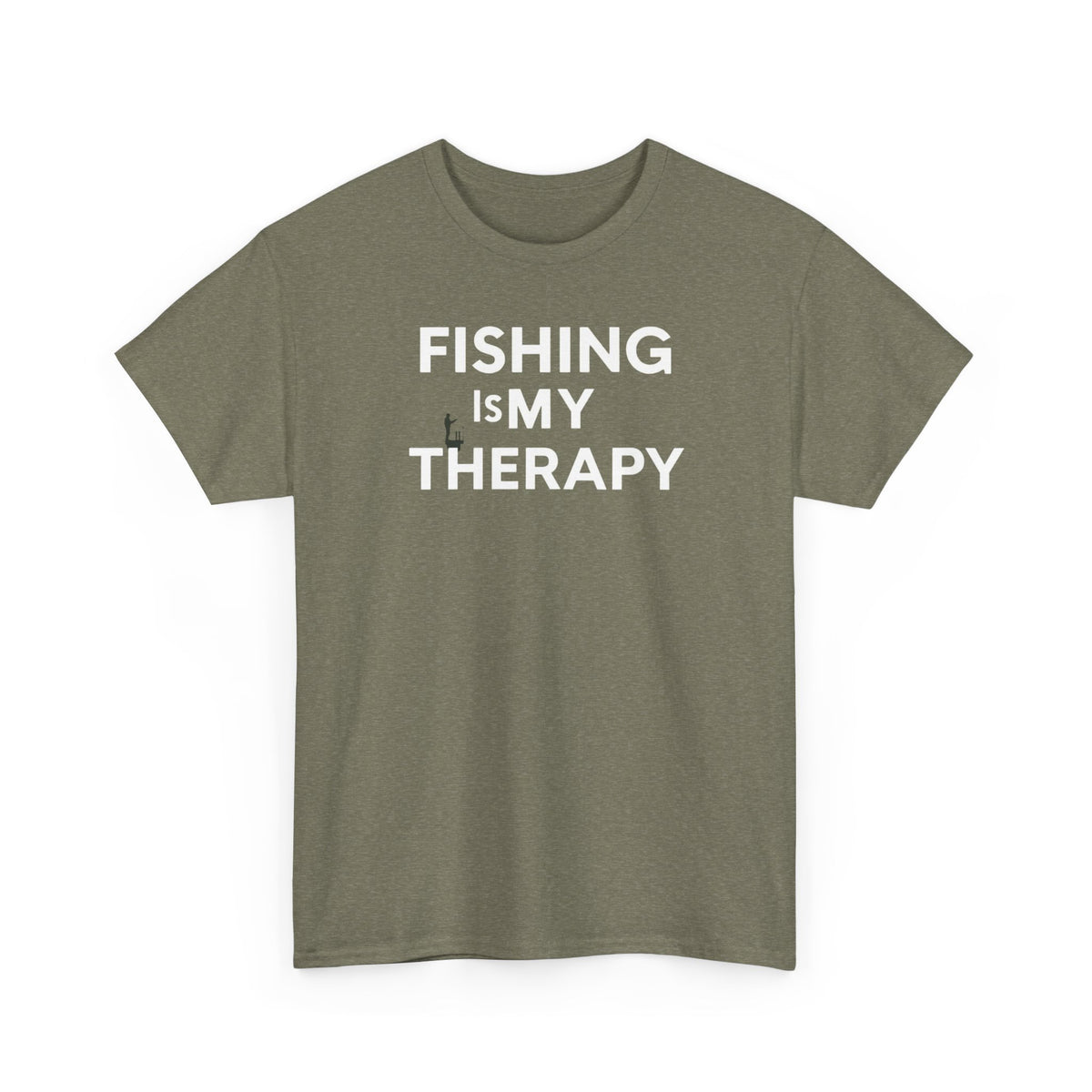 Unisex Heavy Cotton Tee, fishing is my  therapy