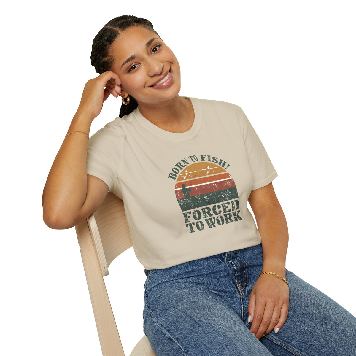 Unisex Softstyle T-Shirt, born to fish