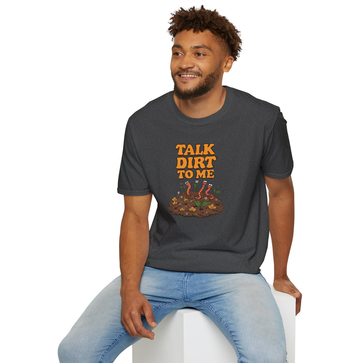 Unisex Softstyle T-Shirt,Talk Dirt To Me Shirt, Funny Gardener T-Shirt, Retro Gardening Tee, Plant Lover Gift, Spring Garden Shirt Women Men