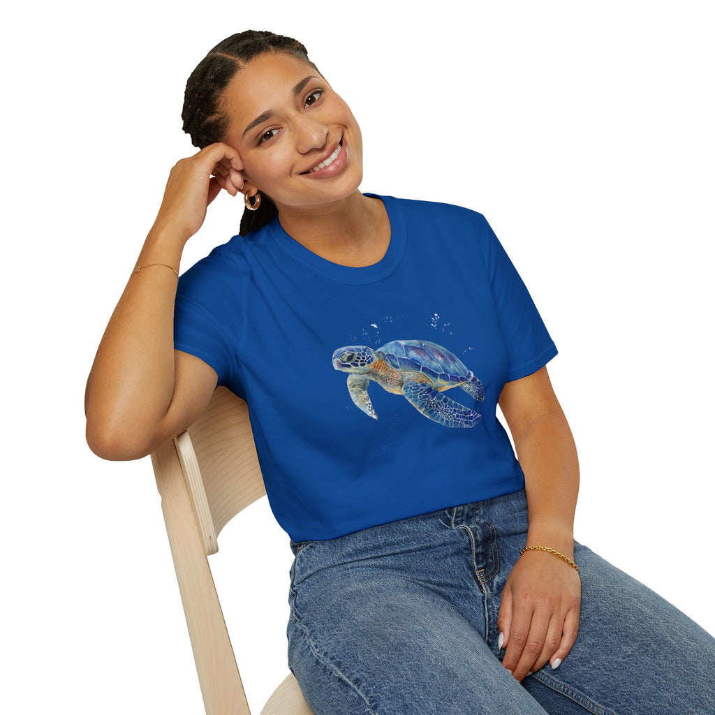 Unisex Softstyle ,T-Shirt Water Color Sea Turtle