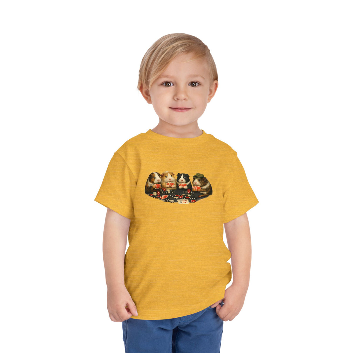 Toddler Short Sleeve Tee,Guinea Pig Meme Shirt, Animals Playing Cards Graphic Tee Funny Pet Lover Shirt, Guinea Pigs Playing Poker Design