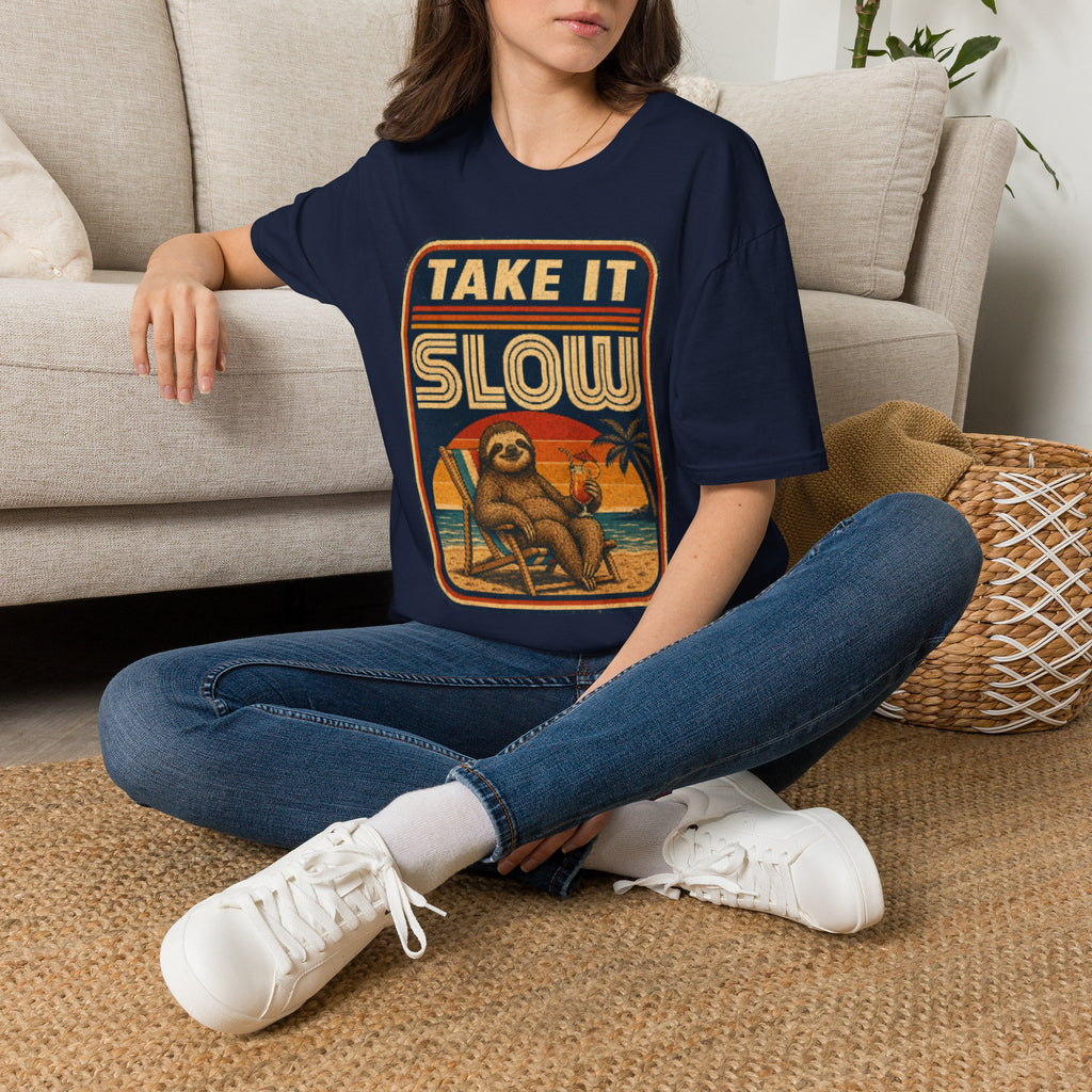 Unisex Softstyle T-Shirt, sloth chilling on beach