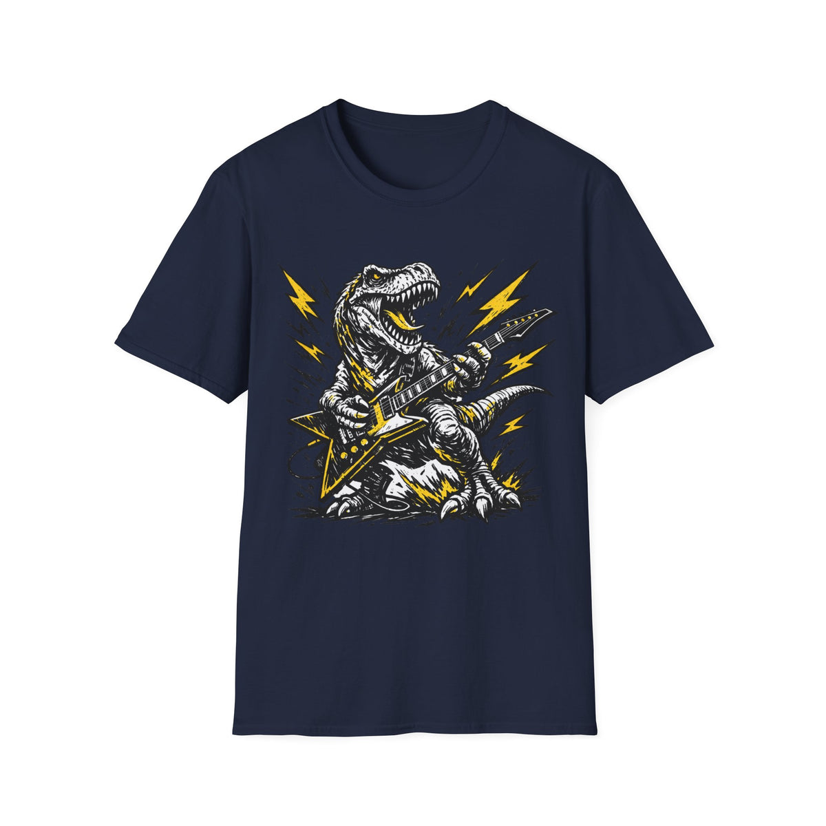 Unisex Softstyle T-Shirt, t-rex playing guitar
