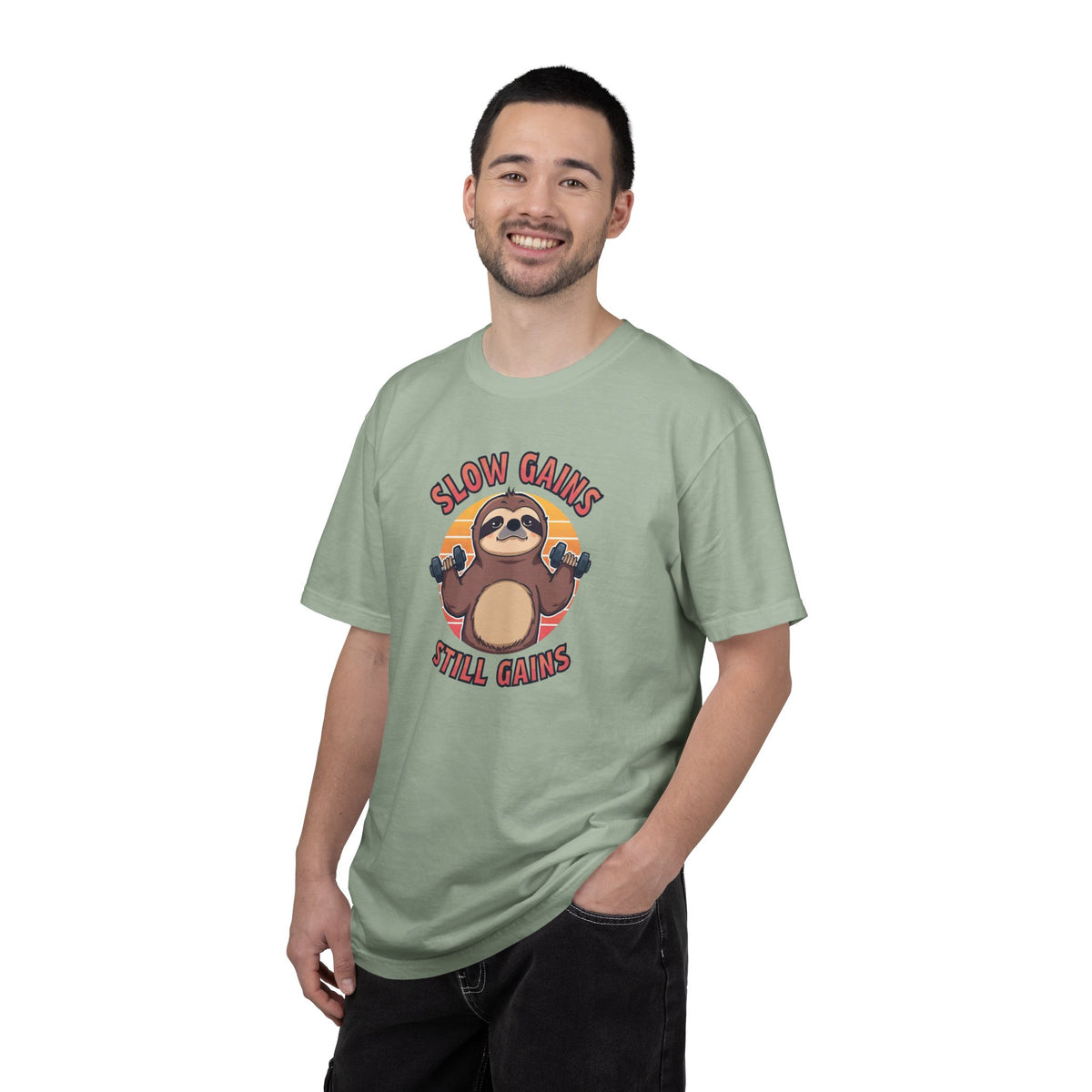Unisex Garment-Dyed T-shirt, sloth workout