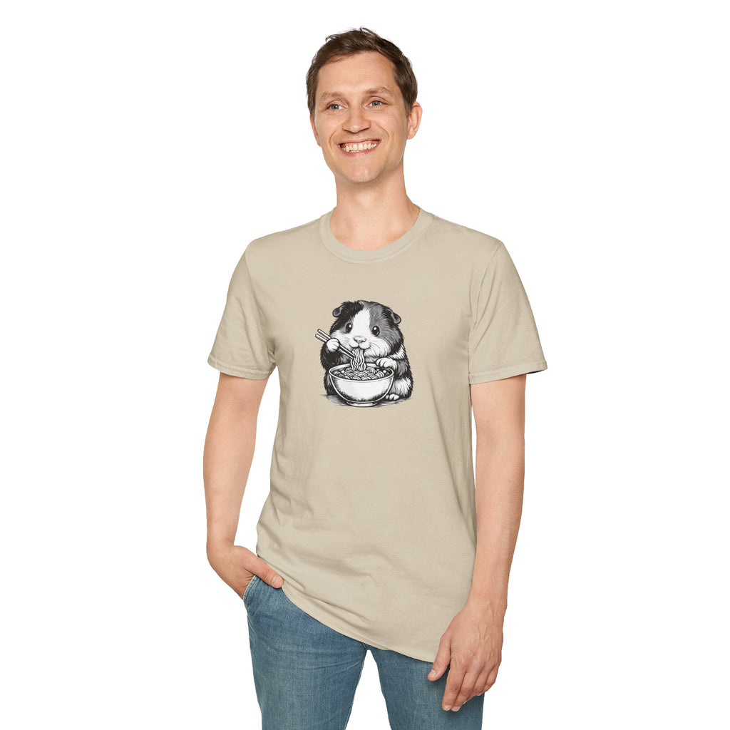 Unisex Softstyle T-Shirt, guinea pig eating ramen