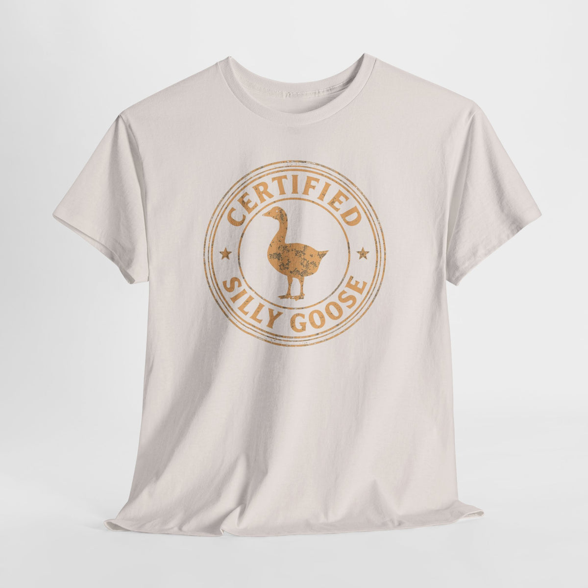 Unisex Heavy Cotton Tee, Certified Silly Goose Shirt, Funny Badge Tee, Goose Humor Shirt, Retro Stamp Design Shirt, Gift Idea