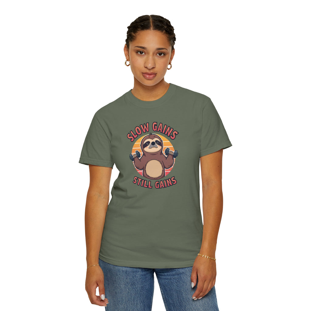 Unisex Garment-Dyed T-shirt, sloth workout