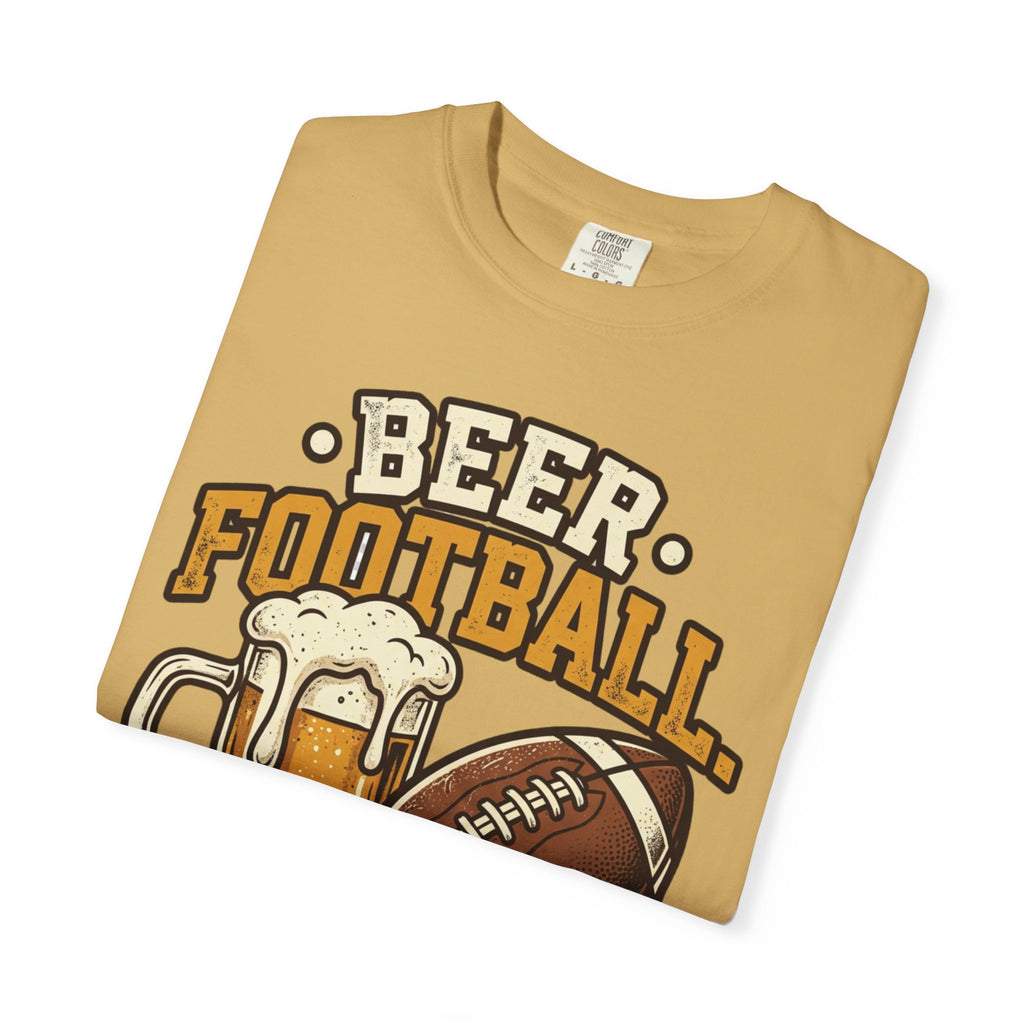Unisex Garment-Dyed T-shirt,Beer Football Good Times Shirt, Funny Football Beer Tee, Game Day Drinking Shirt, Vintage Tailgate Shirt, Football Fan Gift