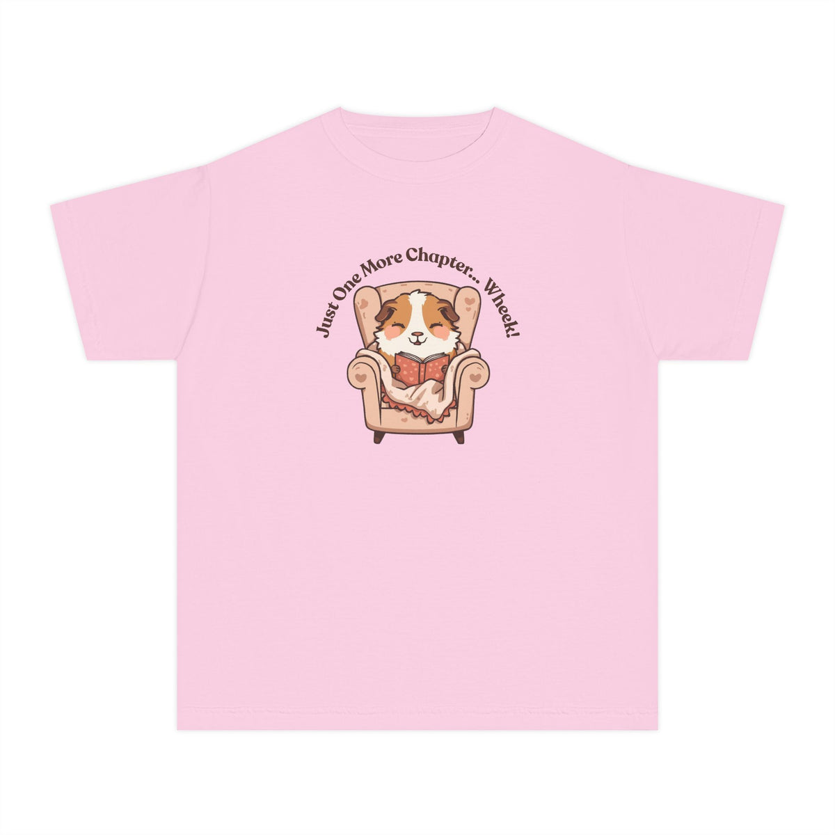 Youth Midweight Tee, guinea pig reading