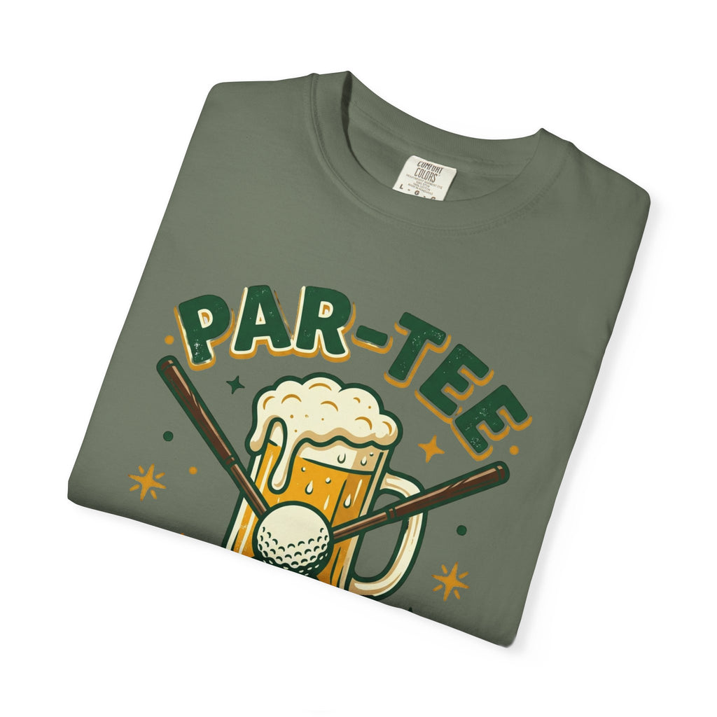 Unisex Garment-Dyed T-shirt, unny Par-Tee Time Golf Beer Shirt, Golf Lover Gift, Drinking and Golfing T-Shirt