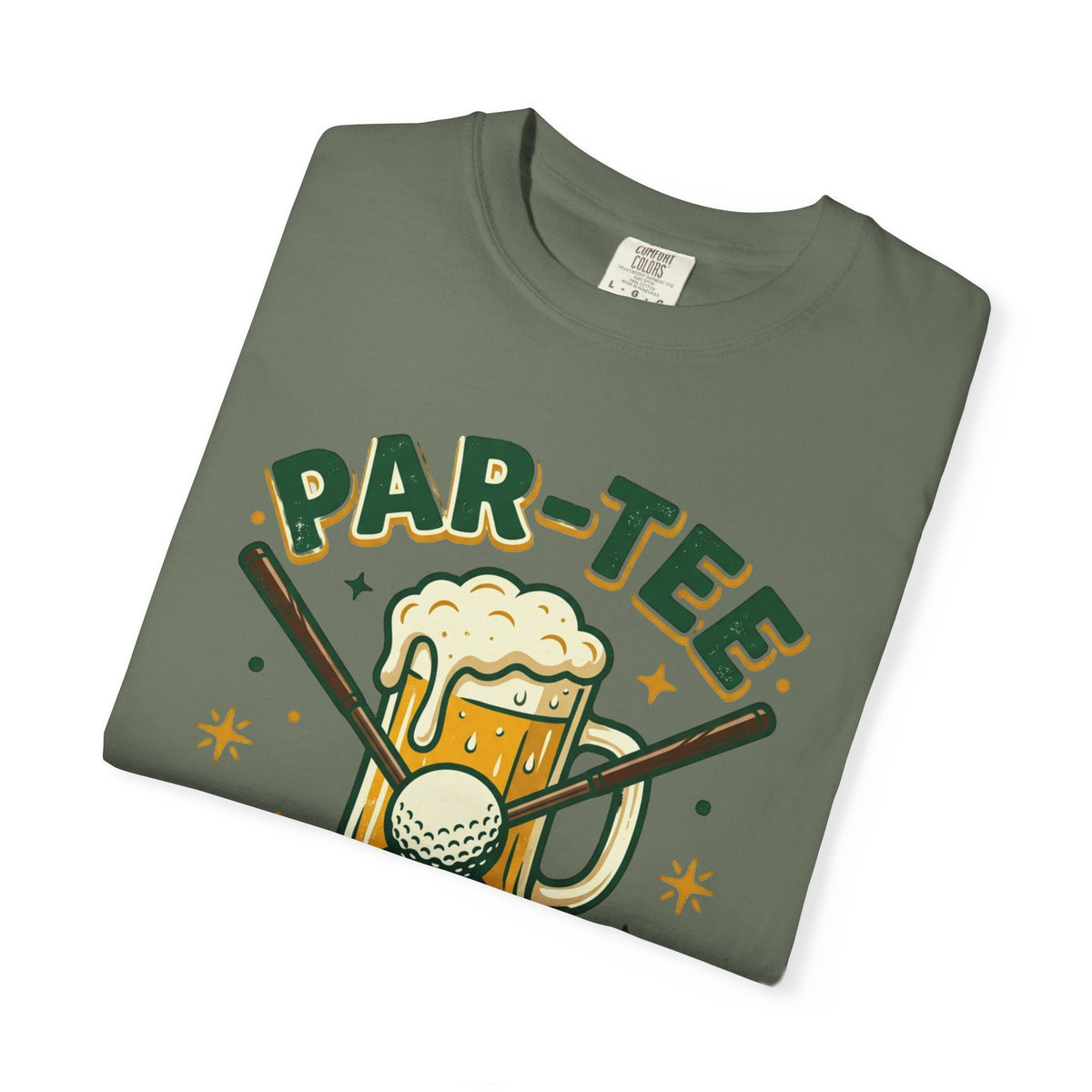 Unisex Garment-Dyed T-shirt, unny Par-Tee Time Golf Beer Shirt, Golf Lover Gift, Drinking and Golfing T-Shirt