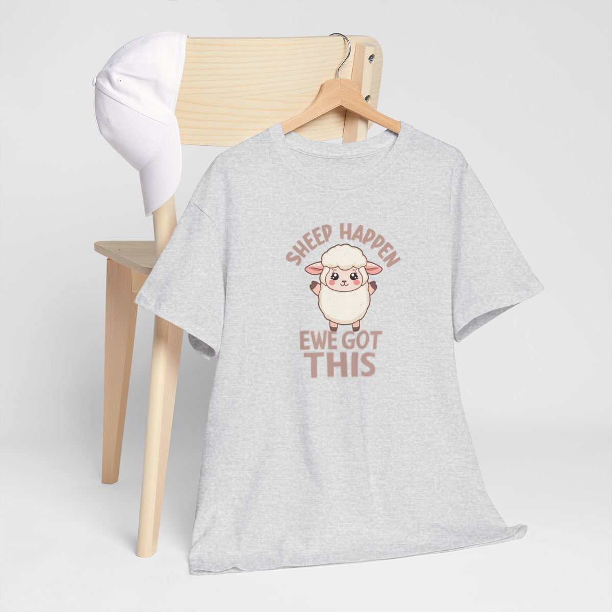 Unisex Heavy Cotton Tee,Sheep Happen Ewe Got This Shirt, Motivational Sheep Tee, Cute Positive Animal Shirt, Encouragement Gift, Funny Sheep Pun T-Shirt