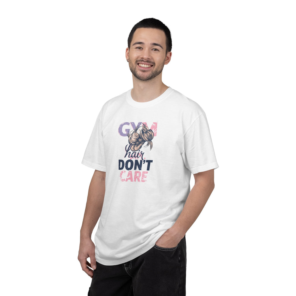 Unisex Garment-Dyed T-shirt,Gym Hair Don’t Care Shirt, Cute Workout Shirt Women, Funny Gym Tee, Messy Bun Fitness Shirt, Comfort Colors Women Gym
