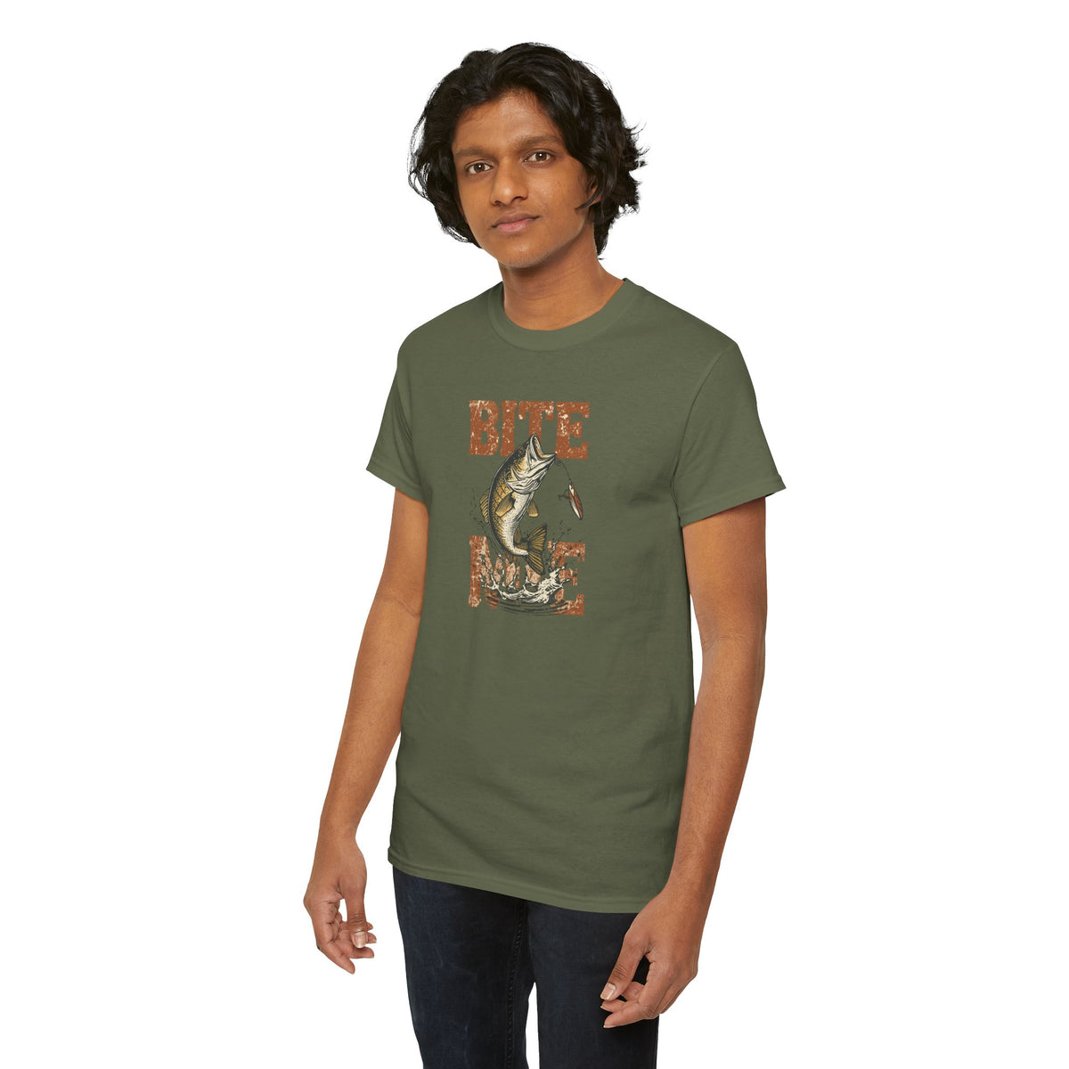 Unisex Heavy Cotton Tee, bass fishing, bite me shirt