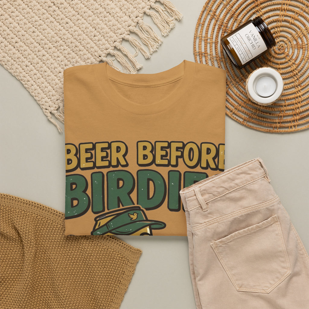 Unisex Heavy Cotton Tee, Beer Before Birdies Shirt, Funny Golfing T-Shirt, Beer Lover Gift for Golfers