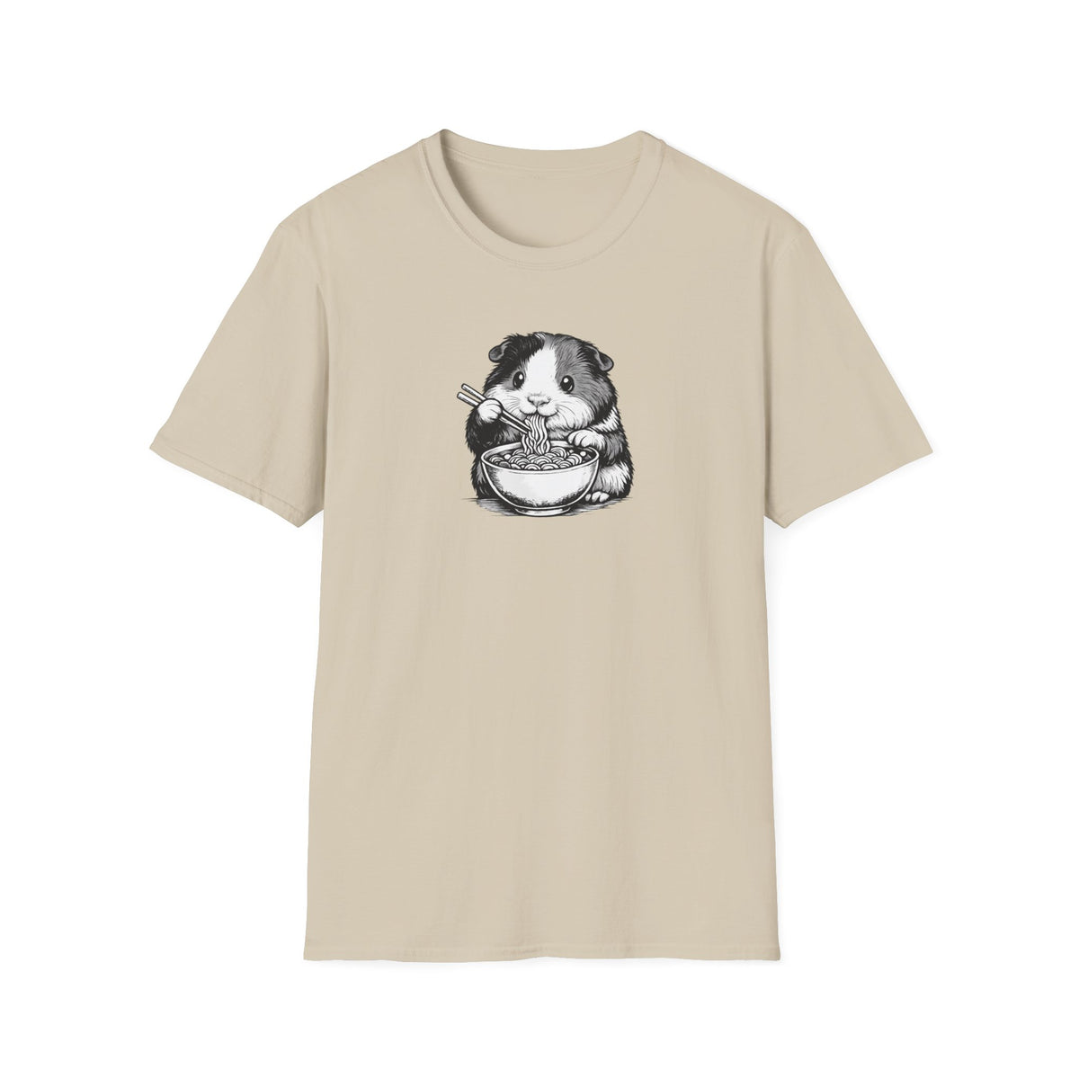 Unisex Softstyle T-Shirt, guinea pig eating ramen