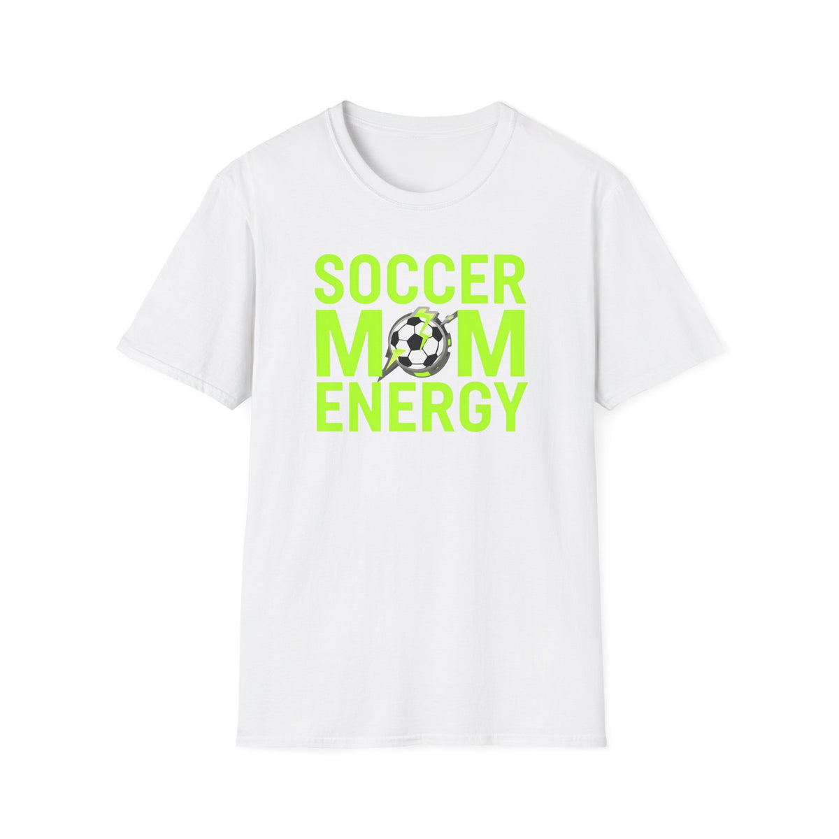 Unisex Softstyle T-Shirt, Soccer Mom Energy Shirt, Trendy Sports Mom Tee, Funny Soccer Mom Gift, Mother’s Day Shirt, Minimalist Athletic Mom