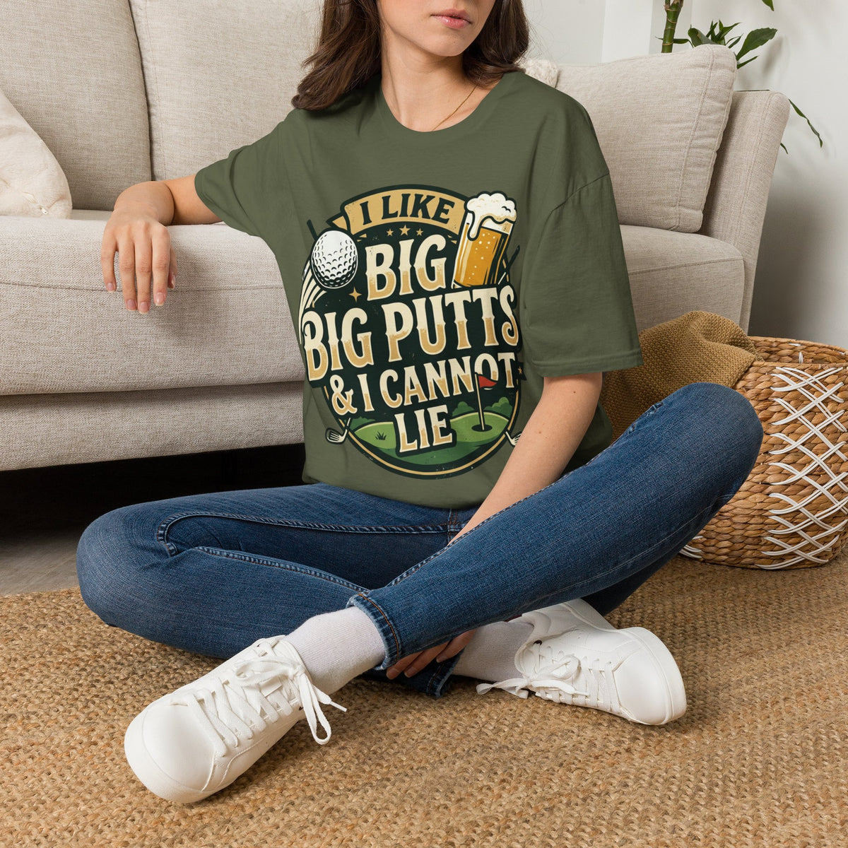 Unisex Softstyle T-Shirt, Funny Big Putts Golf Shirt, Beer and Golf Humor Tee, Novelty Golfer Gift