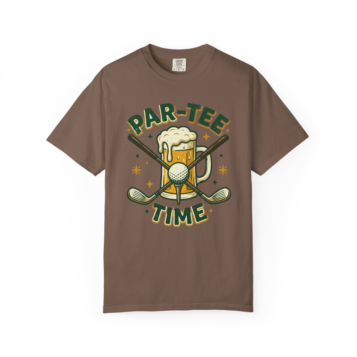 Unisex Garment-Dyed T-shirt, unny Par-Tee Time Golf Beer Shirt, Golf Lover Gift, Drinking and Golfing T-Shirt
