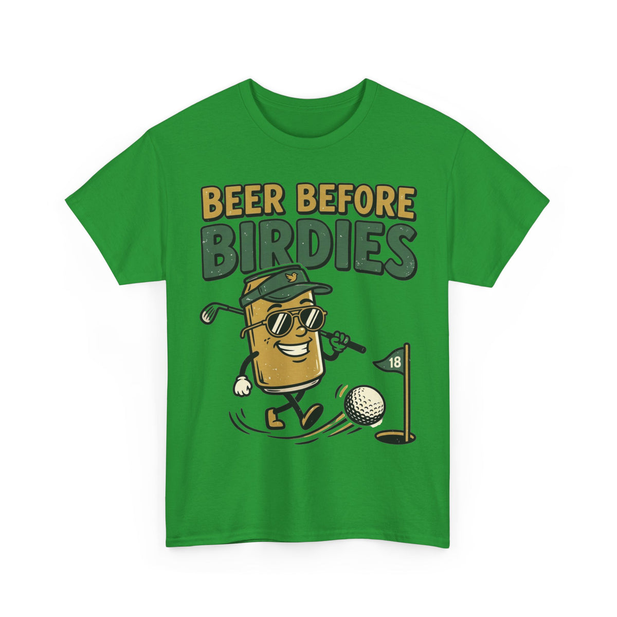 Unisex Heavy Cotton Tee, Beer Before Birdies Shirt, Funny Golfing T-Shirt, Beer Lover Gift for Golfers