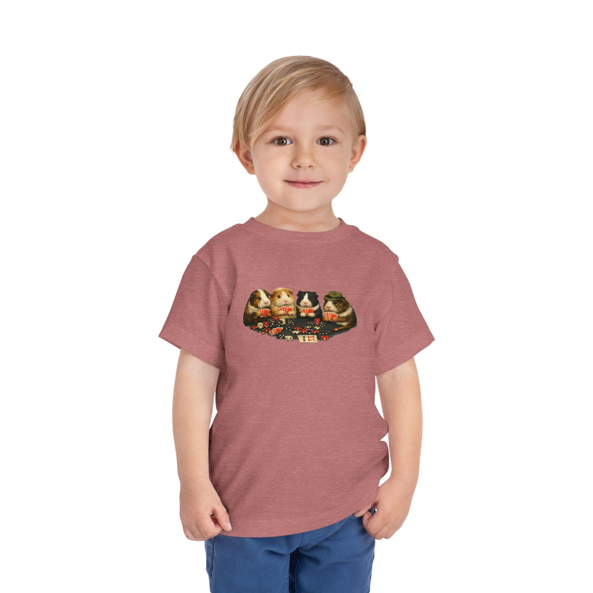 Toddler Short Sleeve Tee,Guinea Pig Meme Shirt, Animals Playing Cards Graphic Tee Funny Pet Lover Shirt, Guinea Pigs Playing Poker Design