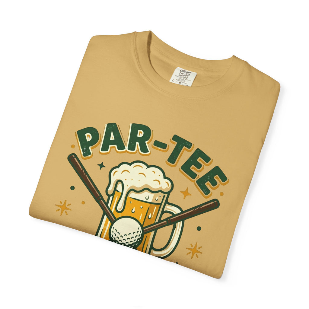 Unisex Garment-Dyed T-shirt, unny Par-Tee Time Golf Beer Shirt, Golf Lover Gift, Drinking and Golfing T-Shirt