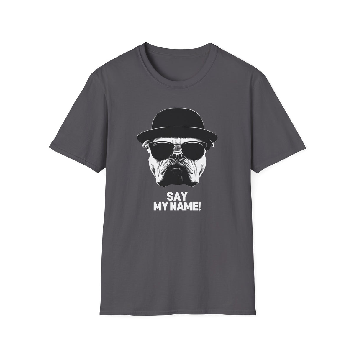 Unisex Softstyle T-Shirt, Bull Dog wearing Sun Glasses