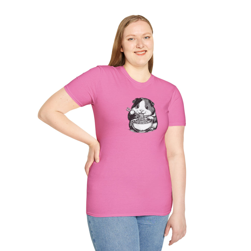 Unisex Softstyle T-Shirt, guinea pig eating ramen