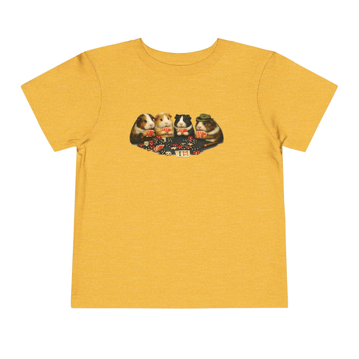 Toddler Short Sleeve Tee,Guinea Pig Meme Shirt, Animals Playing Cards Graphic Tee Funny Pet Lover Shirt, Guinea Pigs Playing Poker Design
