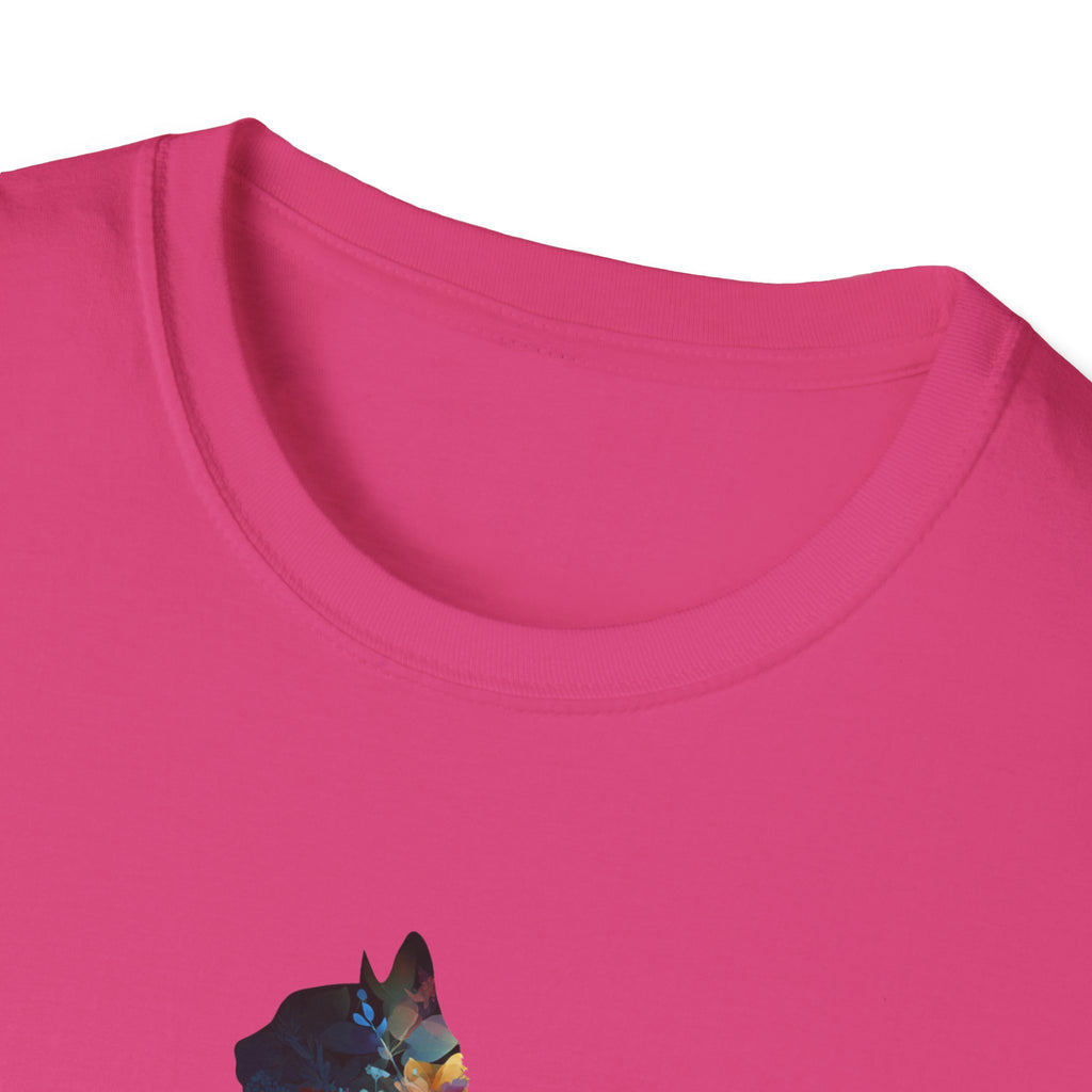Unisex Softstyle T-Shirt, Floweral Cat