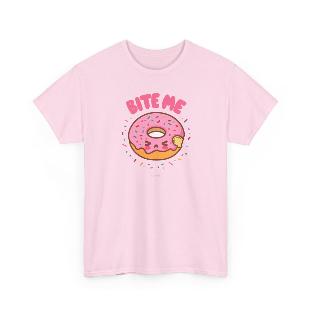 Unisex Heavy Cotton Tee,Bite Me Donut Shirt, Funny Food Tee, Cute Kawaii Donut T-Shirt, Sweet Humor Shirt, Bakery Lover Gift