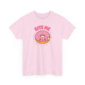 Unisex Heavy Cotton Tee,Bite Me Donut Shirt, Funny Food Tee, Cute Kawaii Donut T-Shirt, Sweet Humor Shirt, Bakery Lover Gift
