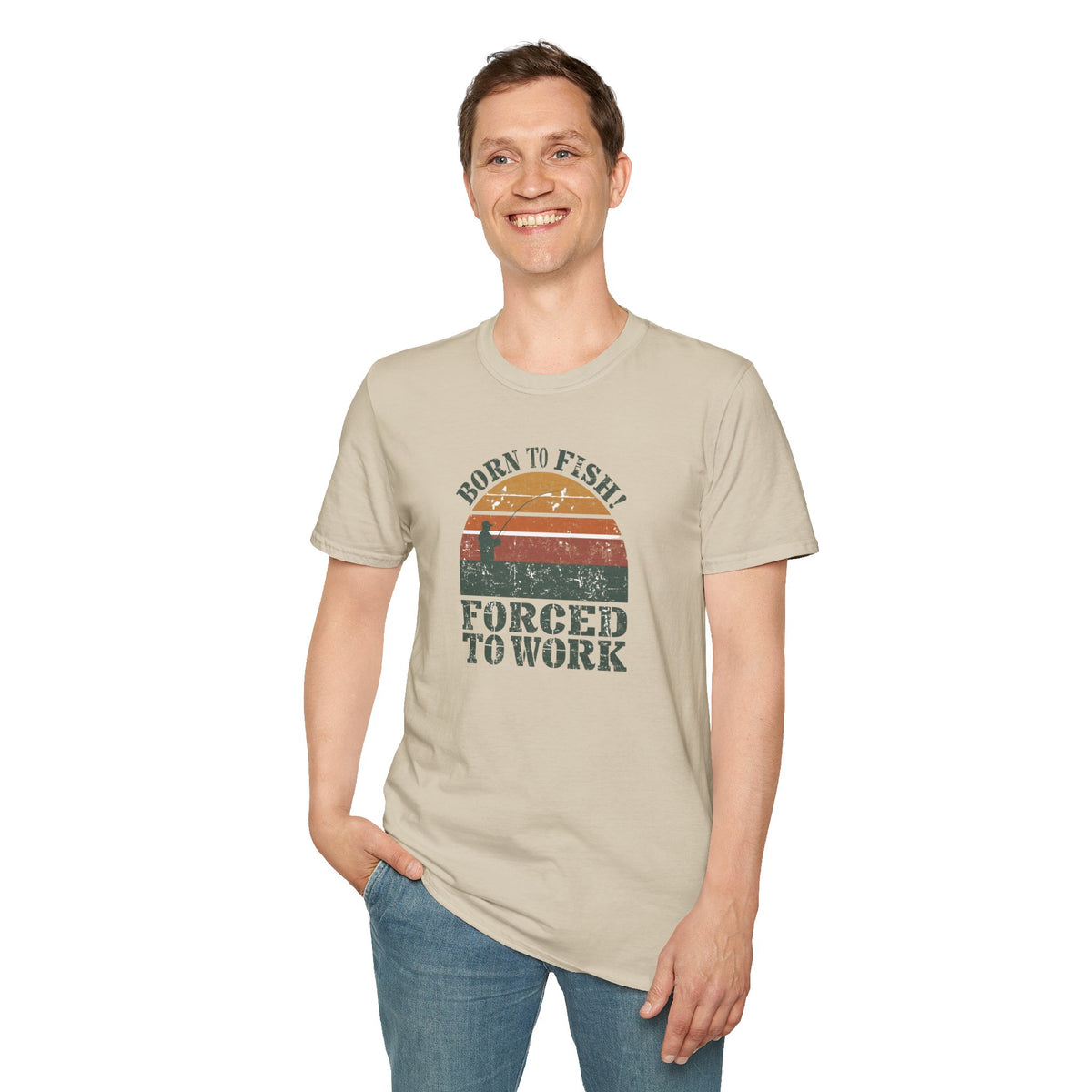 Unisex Softstyle T-Shirt, born to fish