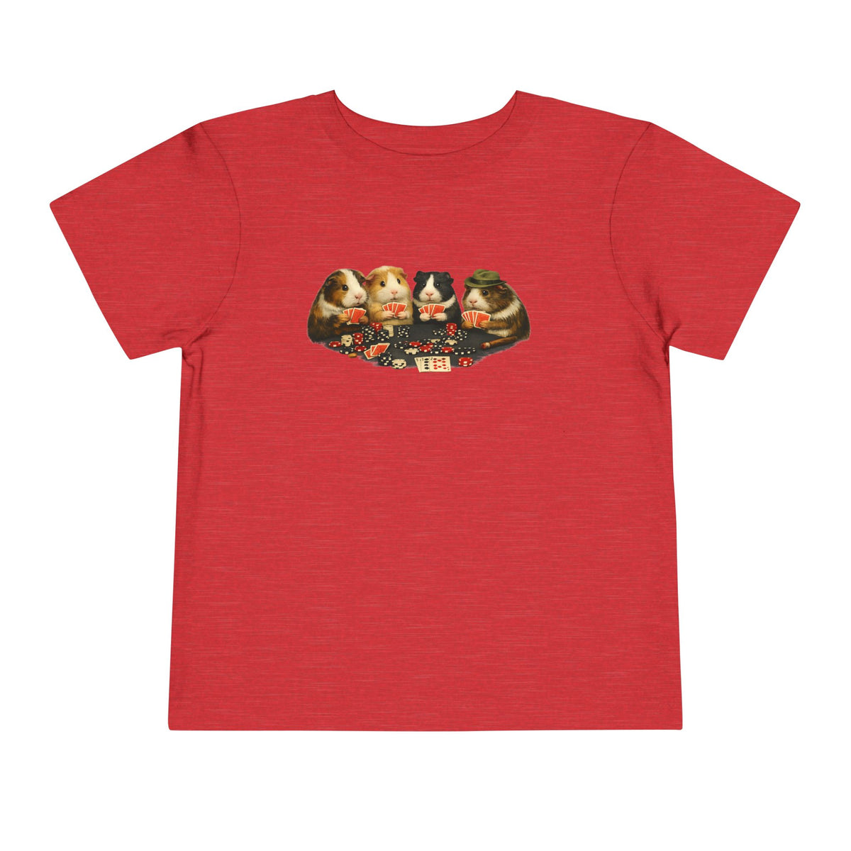 Toddler Short Sleeve Tee,Guinea Pig Meme Shirt, Animals Playing Cards Graphic Tee Funny Pet Lover Shirt, Guinea Pigs Playing Poker Design