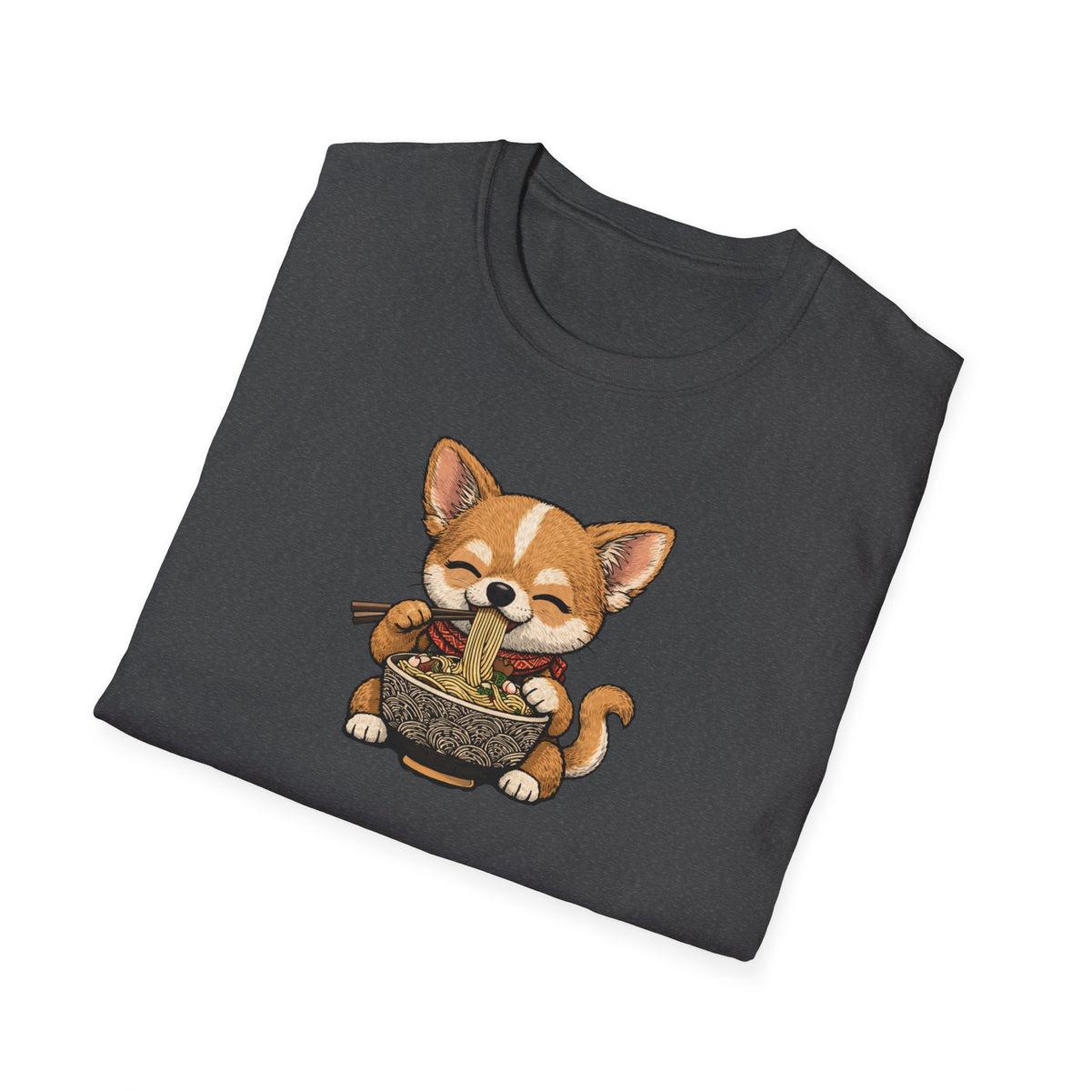 Unisex Softstyle T-Shirt, ramen eating dog