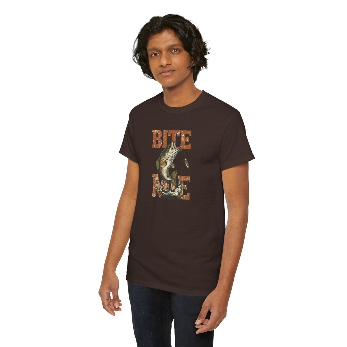 Unisex Heavy Cotton Tee, bass fishing, bite me shirt