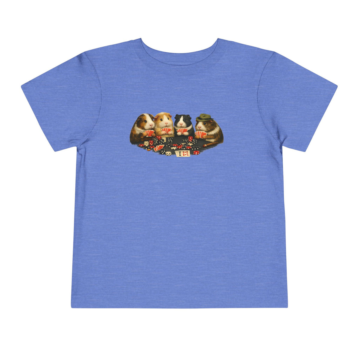 Toddler Short Sleeve Tee,Guinea Pig Meme Shirt, Animals Playing Cards Graphic Tee Funny Pet Lover Shirt, Guinea Pigs Playing Poker Design
