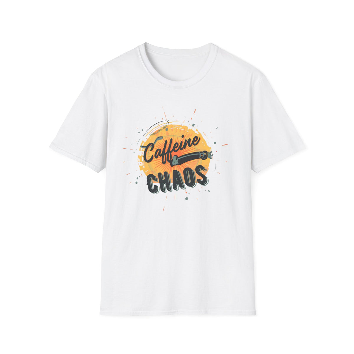 Unisex Softstyle T-Shirt, Caffeine and Chaos Shirt, Coffee Mom Tee, Funny Mom Life Shirt