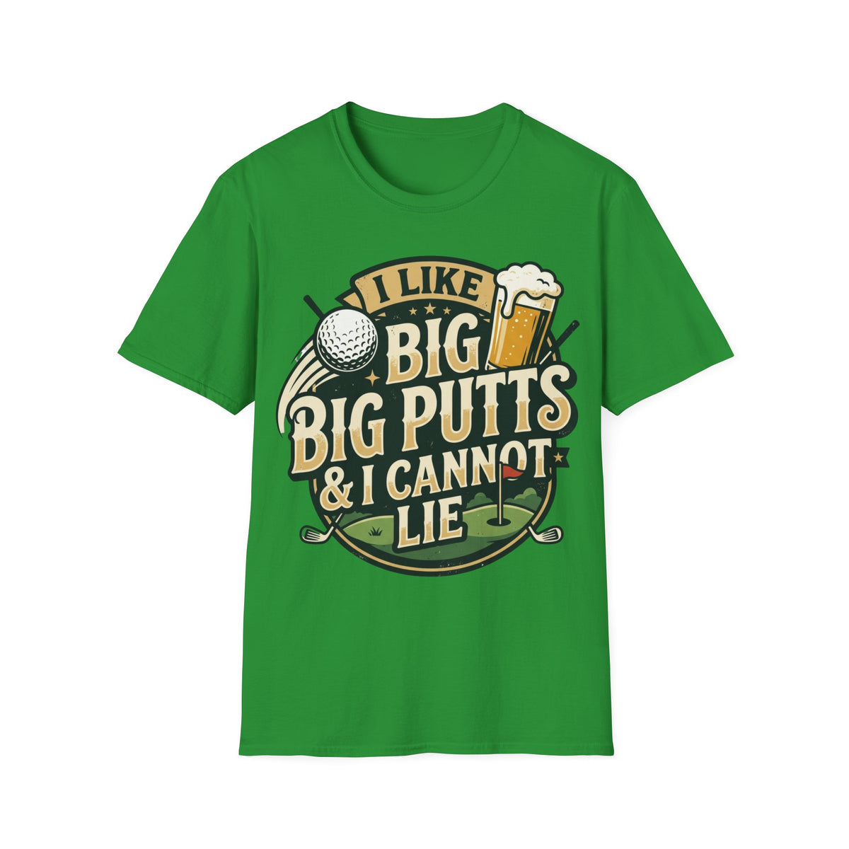 Unisex Softstyle T-Shirt, Funny Big Putts Golf Shirt, Beer and Golf Humor Tee, Novelty Golfer Gift