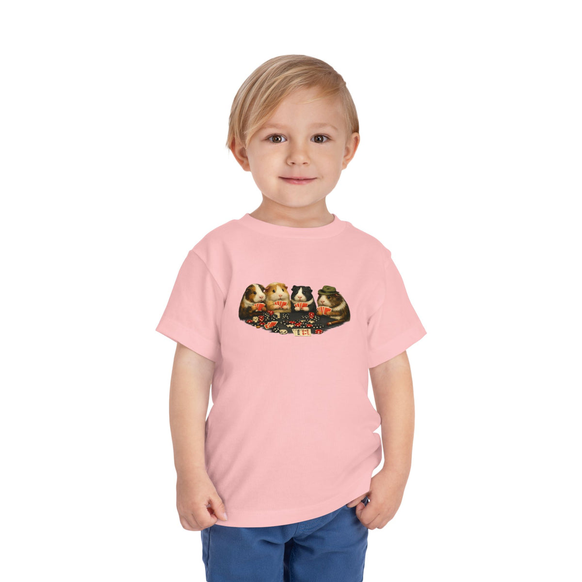 Toddler Short Sleeve Tee,Guinea Pig Meme Shirt, Animals Playing Cards Graphic Tee Funny Pet Lover Shirt, Guinea Pigs Playing Poker Design