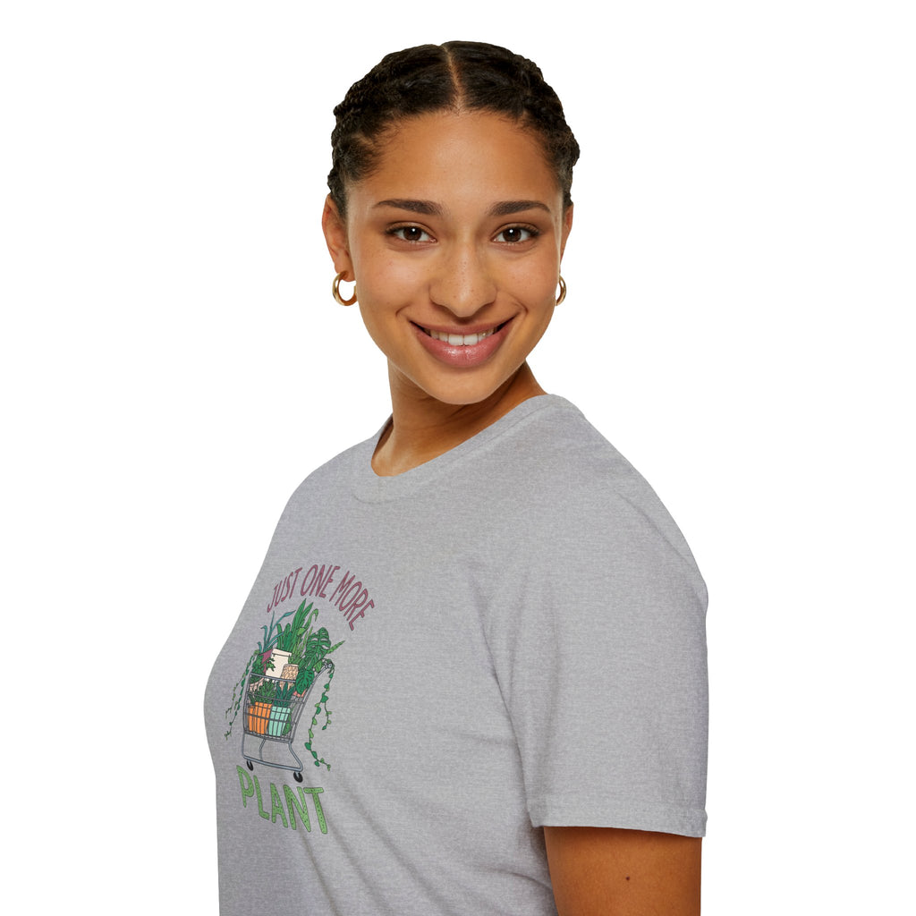 Unisex Softstyle T-Shirt, Just One More Plant Shirt, Plant Addiction Tee, Funny Garden Shirt, Plant Mom Gift, Spring Plant Lover T-Shirt