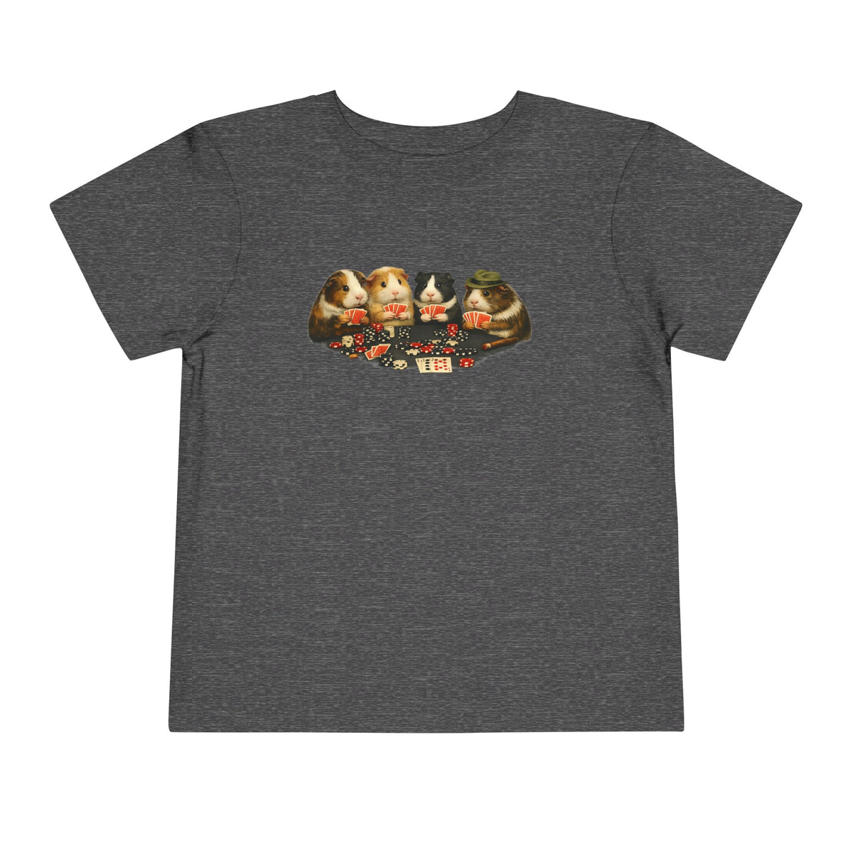 Toddler Short Sleeve Tee,Guinea Pig Meme Shirt, Animals Playing Cards Graphic Tee Funny Pet Lover Shirt, Guinea Pigs Playing Poker Design