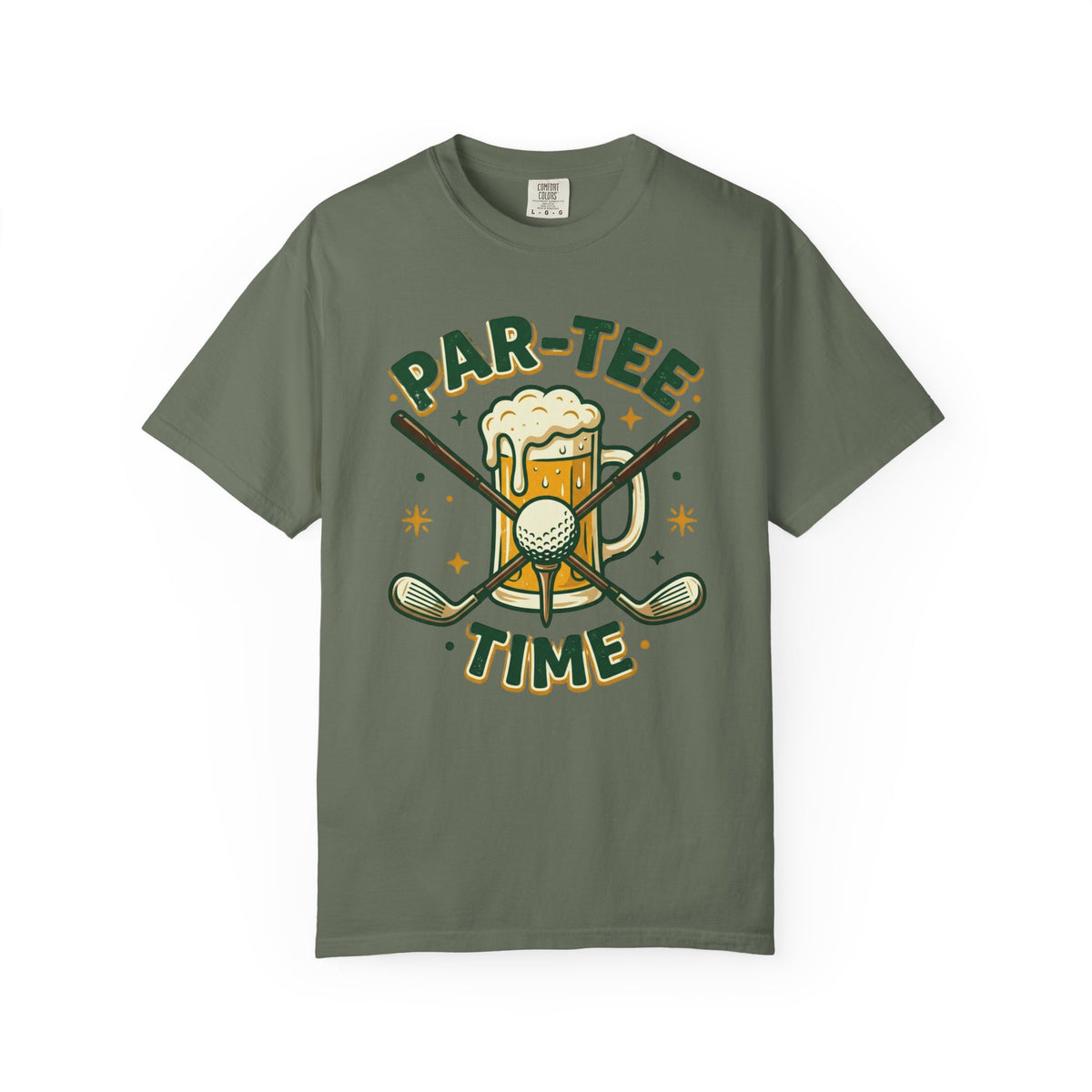 Unisex Garment-Dyed T-shirt, unny Par-Tee Time Golf Beer Shirt, Golf Lover Gift, Drinking and Golfing T-Shirt