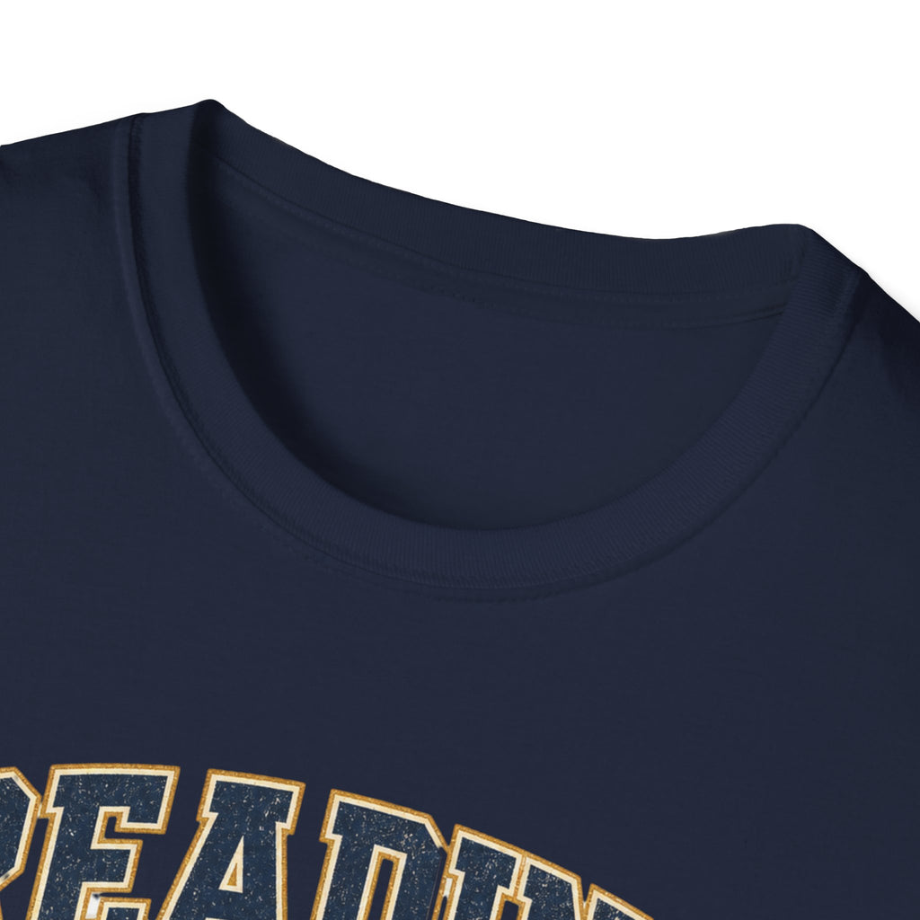 Unisex Softstyle T-Shirt, Reading Is My Playbook Shirt, Varsity Book Lover Tee, Football Coach and Reader Gift